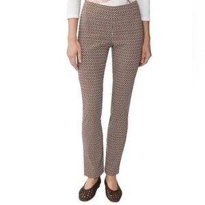 J. McLaughlin Masie Pants Cropped Brown White Stretch Preppy Business Casual 10